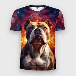 Мужская спорт-футболка Американский булль в космосе
