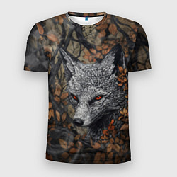 Мужская спорт-футболка Хищный серый лис
