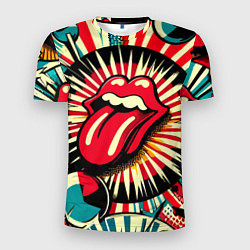 Футболка спортивная мужская Logo of the Rolling Stones - pop art, цвет: 3D-принт