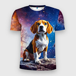 Мужская спорт-футболка Бигль в космосе