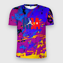 Мужская спорт-футболка NBA краски неон