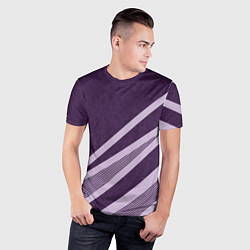Футболка спортивная мужская Фиолетовый абстрактный с полосой, цвет: 3D-принт — фото 2