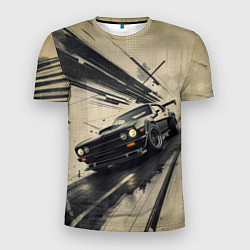 Мужская спорт-футболка Автомобиль для уличной гонки