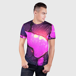 Футболка спортивная мужская Розовая текстура разлом плит, цвет: 3D-принт — фото 2