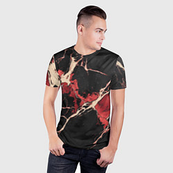 Футболка спортивная мужская Красно-черная потертая текстура, цвет: 3D-принт — фото 2