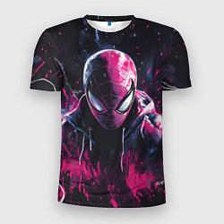 Мужская спорт-футболка Человек-паук и розовая краска