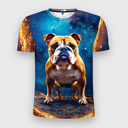 Мужская спорт-футболка Бульдог в космосе