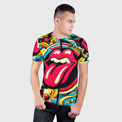 Футболка спортивная мужская Rolling Stones logo - pop art pattern, цвет: 3D-принт — фото 2