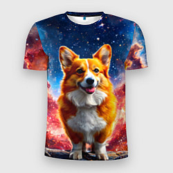Мужская спорт-футболка Корги и космическое небо