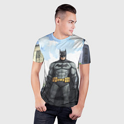 Футболка спортивная мужская Бэтмен стоит на улице, цвет: 3D-принт — фото 2
