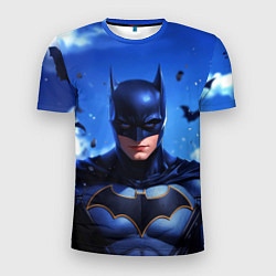Мужская спорт-футболка Бэтмен синее небо