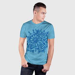 Футболка спортивная мужская Штурвал и три розы, цвет: 3D-принт — фото 2