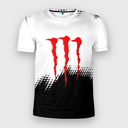 Мужская спорт-футболка Monster energy чёрно белые краски