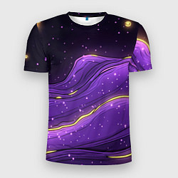 Футболка спортивная мужская Фиолетовая текстура с золотыми звездочками, цвет: 3D-принт