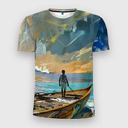Мужская спорт-футболка Мальчик и лодка