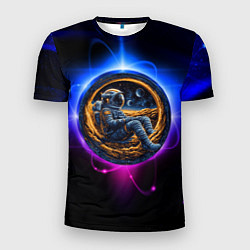 Мужская спорт-футболка Космонавт в луне
