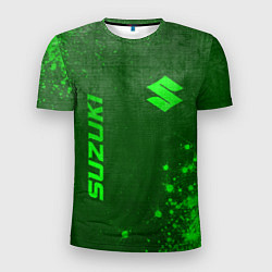Мужская спорт-футболка Suzuki - green gradient вертикально