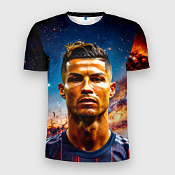 Мужская спорт-футболка Криштиану Роналду в космосе