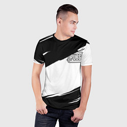 Футболка спортивная мужская PUBG черно белые краски, цвет: 3D-принт — фото 2