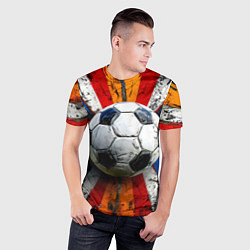 Футболка спортивная мужская Футбольный мяч в ярких линиях, цвет: 3D-принт — фото 2