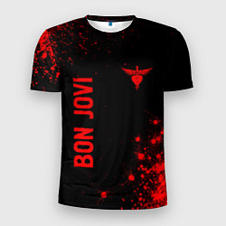 Мужская спорт-футболка Bon Jovi - red gradient вертикально