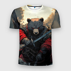 Мужская спорт-футболка Медведь самурай
