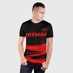 Футболка спортивная мужская Hitman - red gradient посередине, цвет: 3D-принт — фото 2