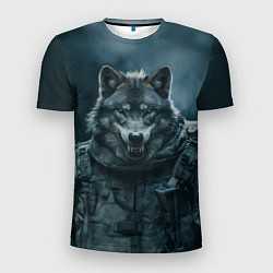 Мужская спорт-футболка Солдат волк