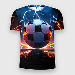 Футболка спортивная мужская Футбольный мяч в молниях, цвет: 3D-принт