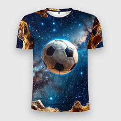 Мужская спорт-футболка Футбольный мяч в космосе