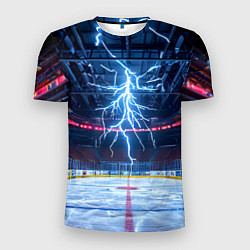 Мужская спорт-футболка Удар молнии в хоккейную площадку
