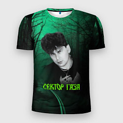 Мужская спорт-футболка Сектор газа зеленый фон