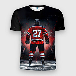 Мужская спорт-футболка Хоккеист на черном