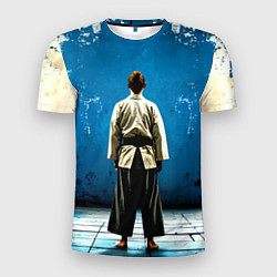Мужская спорт-футболка Айкидоист на синем