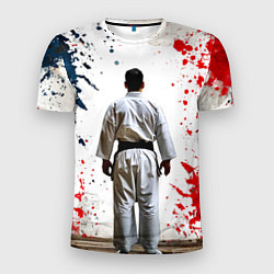 Мужская спорт-футболка Борец айкидо на белом