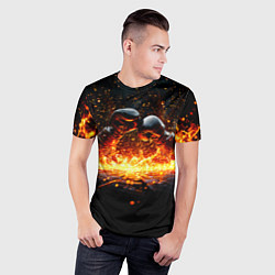 Футболка спортивная мужская Кикбоксеркие перчатки в огне, цвет: 3D-принт — фото 2