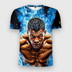 Мужская спорт-футболка Артуро Гатти в синем пламени