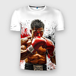 Мужская спорт-футболка Тайский боксер на белом