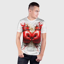 Футболка спортивная мужская Красные бойцовские перчатки на белом, цвет: 3D-принт — фото 2