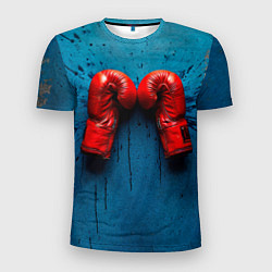 Мужская спорт-футболка Бойцовские перчатки на синем