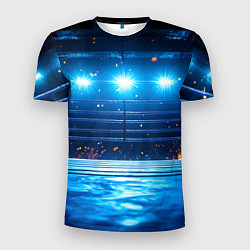 Футболка спортивная мужская Синий ринг в огне, цвет: 3D-принт