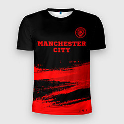 Футболка спортивная мужская Manchester City - red gradient посередине, цвет: 3D-принт