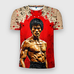 Мужская спорт-футболка Брюс Ли на красном