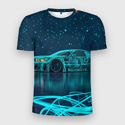 Мужская спорт-футболка BMW неоновый фон