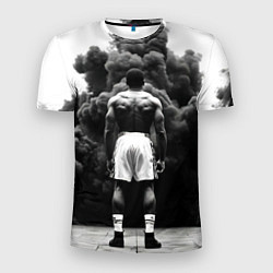 Мужская спорт-футболка Мухаммед Али в черном дыму