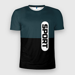 Мужская спорт-футболка Sport чёрно-синий с белым