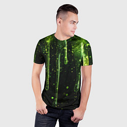 Футболка спортивная мужская Зеленая объемная слизь, цвет: 3D-принт — фото 2