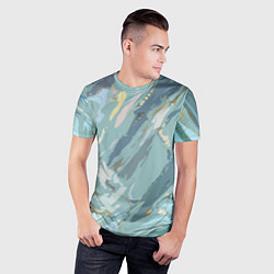 Футболка спортивная мужская Холодный голубой абстракция, цвет: 3D-принт — фото 2