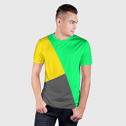 Футболка спортивная мужская Жёлто-серо-зелёный трёхцветный, цвет: 3D-принт — фото 2