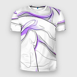 Мужская спорт-футболка Черные и фиолетовые линии на белом